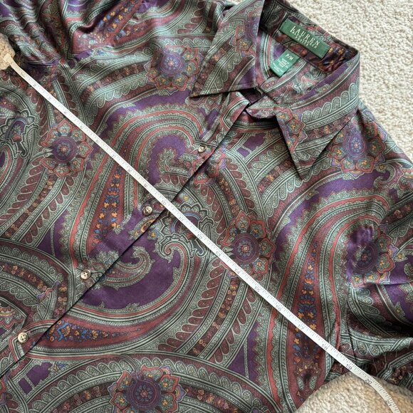 Lauren Ralph Lauren Button Up Blouse Paisley Old Money Purple Business P/M - Picture 5 of 8